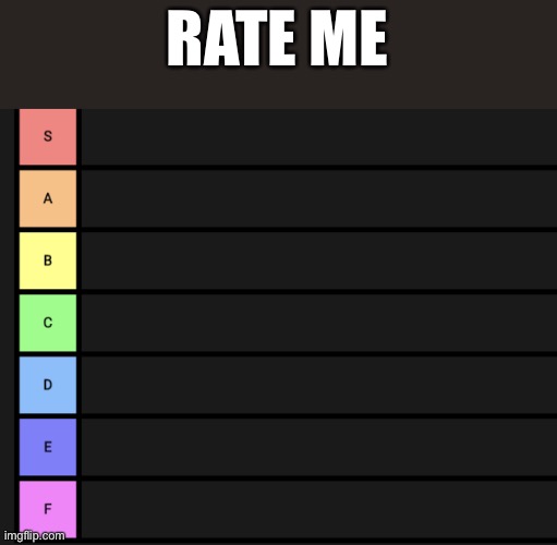 Tier list | RATE ME | image tagged in tier list | made w/ Imgflip meme maker