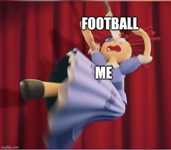 POV:you got hit by a football | FOOTBALL; ME | image tagged in tadc ragatha getting hit by a cooking knife,the amazing digital circus | made w/ Imgflip meme maker