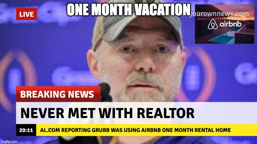 ONE MONTH VACATION | image tagged in alabama football,seahawks | made w/ Imgflip meme maker