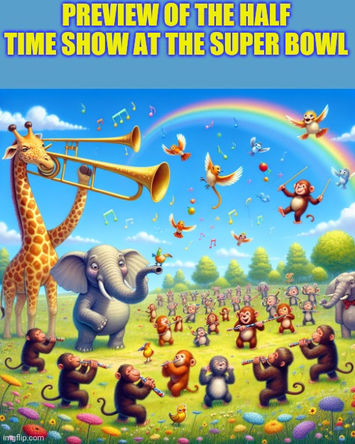 Half time show | PREVIEW OF THE HALF TIME SHOW AT THE SUPER BOWL | image tagged in funny memes | made w/ Imgflip meme maker