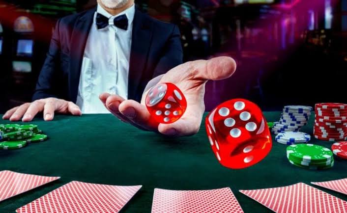 Dealer rolls dice in casino Blank Meme Template