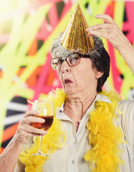 Old Woman Drunk New Years Party Drinking Liquor TOP JPP Blank Meme Template