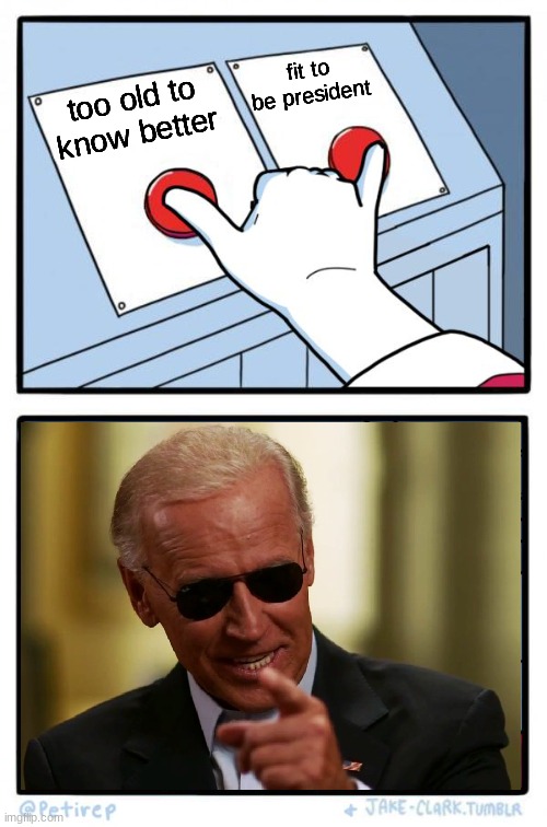 What's My Name | fit to be president; too old to know better | image tagged in both buttons pressed,joe biden,potus | made w/ Imgflip meme maker