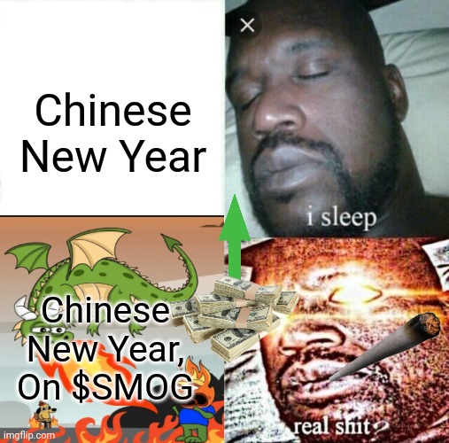 $SMOG | Chinese New Year; Chinese New Year, On $SMOG | image tagged in memes,sleeping shaq | made w/ Imgflip meme maker