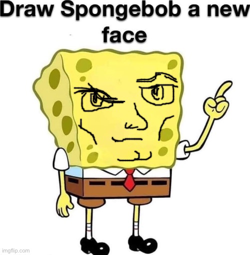 MewBob | image tagged in draw spongebob a new face | made w/ Imgflip meme maker