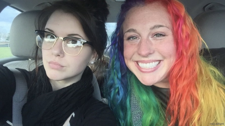 Goth girl and rainbow girl Blank Meme Template