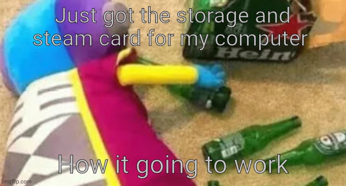 Hopefully I didn't waste $73 | Just got the storage and steam card for my computer; How it going to work | image tagged in idiot | made w/ Imgflip meme maker