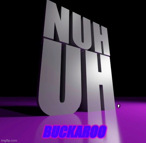 nuh uh 3d | , BUCKAROO | image tagged in nuh uh 3d | made w/ Imgflip meme maker