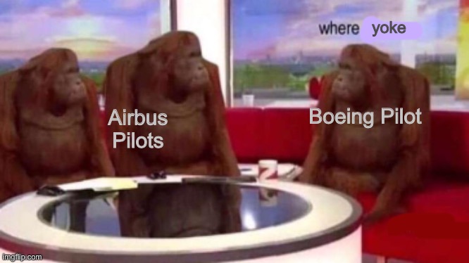 YA SERIOUSLY WHERE YOKE?! | yoke; Boeing Pilot; Airbus Pilots | image tagged in where banana blank | made w/ Imgflip meme maker