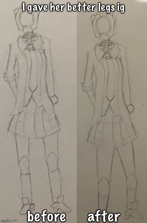 idk lmao | I gave her better legs ig; before      after | made w/ Imgflip meme maker