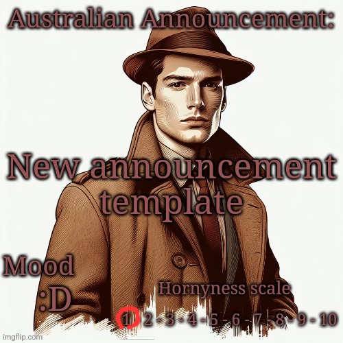 Dont mind the scale | New announcement template; :D | image tagged in aussie announcement | made w/ Imgflip meme maker