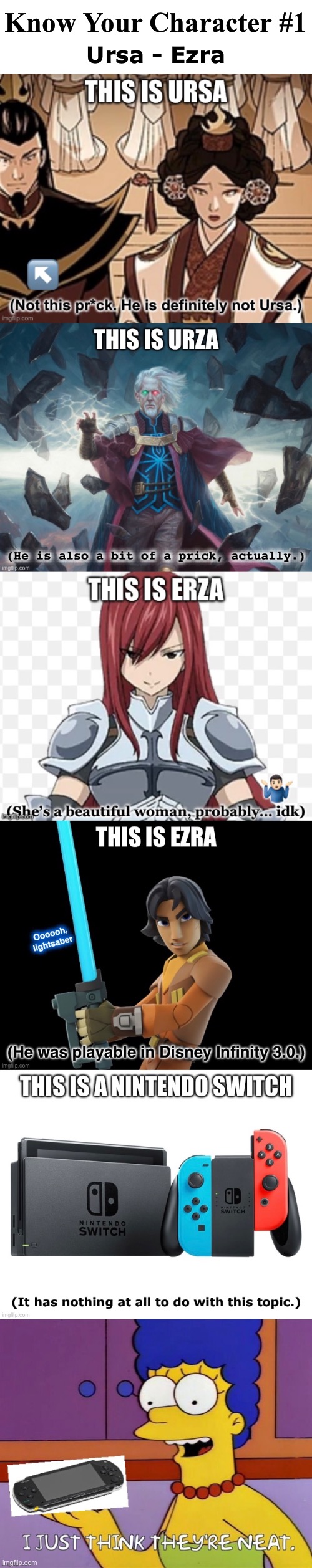Know Your Character #1: Ursa - Ezra | Know Your Character #1; Ursa - Ezra | image tagged in avatar the last airbender,magic the gathering,fairy tail,star wars,nintendo,marge simpson | made w/ Imgflip meme maker