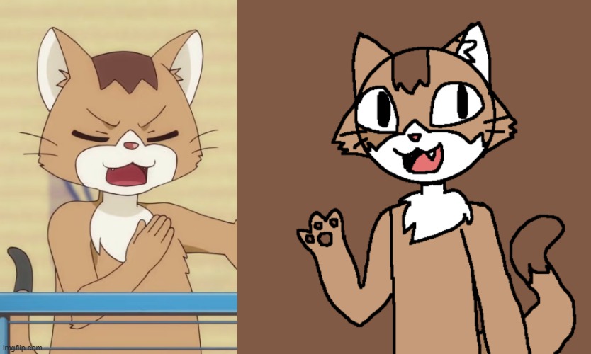 I redrew this furry (art by me on the right, the reference on the left) | image tagged in cat,furry,drawing | made w/ Imgflip meme maker