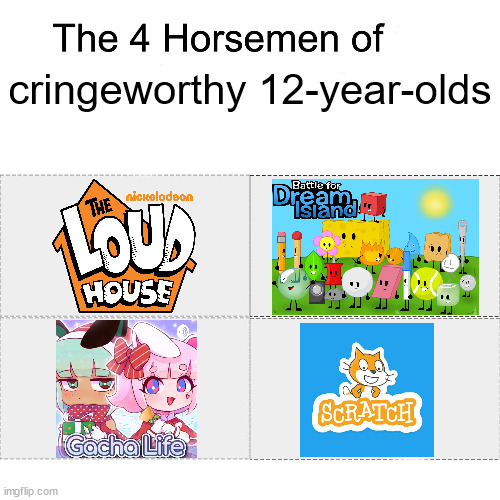 Four horsemen | cringeworthy 12-year-olds | image tagged in four horsemen | made w/ Imgflip meme maker