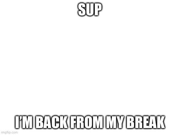 Sup | SUP; I’M BACK FROM MY BREAK | image tagged in sup | made w/ Imgflip meme maker