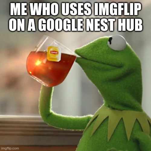 But That's None Of My Business Meme | ME WHO USES IMGFLIP ON A GOOGLE NEST HUB | image tagged in memes,but that's none of my business,kermit the frog | made w/ Imgflip meme maker