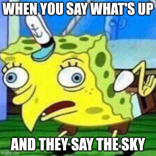 C'mon man | WHEN YOU SAY WHAT'S UP; AND THEY SAY THE SKY | image tagged in triggerpaul | made w/ Imgflip meme maker