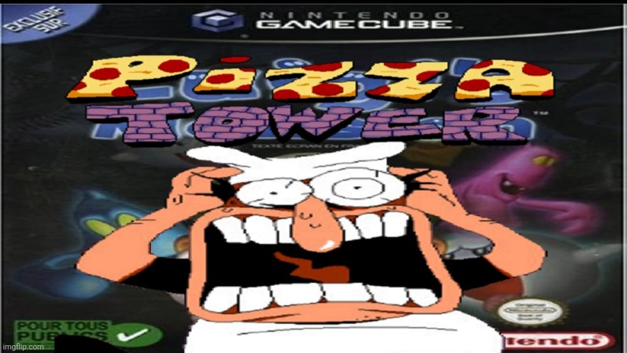 It's pizza tower on GameCube AAAAAAAAAAAH | image tagged in pizza time stops,gamecube | made w/ Imgflip meme maker