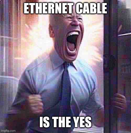 Biden Lets Go | ETHERNET CABLE; IS THE YES | image tagged in biden lets go | made w/ Imgflip meme maker