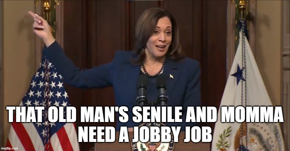 Movin on up, right after I move to the front of the bus and throw him under it | THAT OLD MAN'S SENILE AND MOMMA
NEED A JOBBY JOB | image tagged in kamala harris,vice president,president,dementia,fjb,joe biden | made w/ Imgflip meme maker