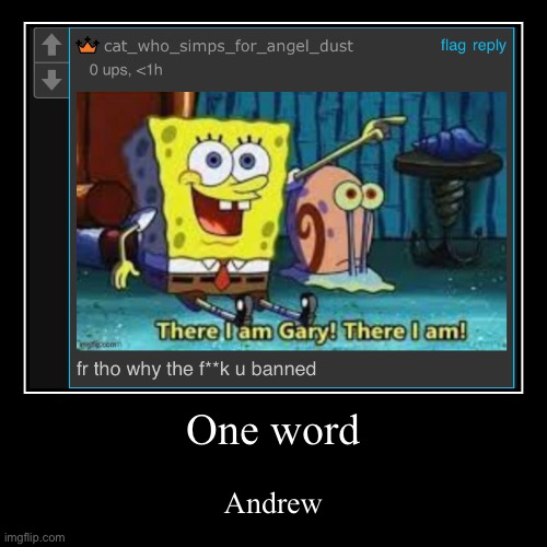 One word | Andrew | image tagged in funny,demotivationals | made w/ Imgflip demotivational maker
