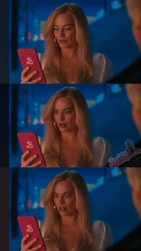 Barbie phone screen shock (wide) Blank Meme Template