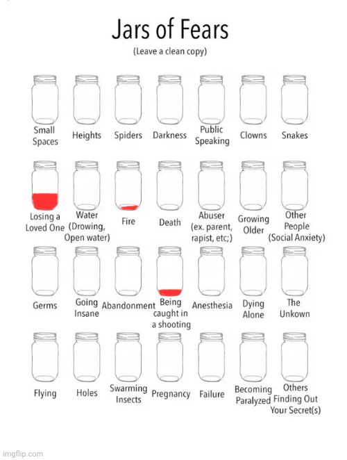 My jars of fears, not much | image tagged in jar of fears clear version | made w/ Imgflip meme maker