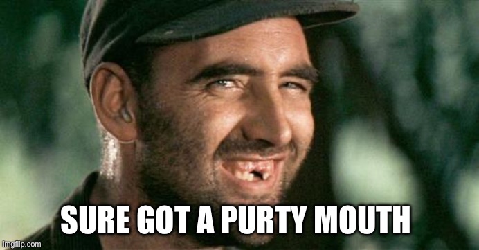 Deliverance HIllbilly | SURE GOT A PURTY MOUTH | image tagged in deliverance hillbilly | made w/ Imgflip meme maker