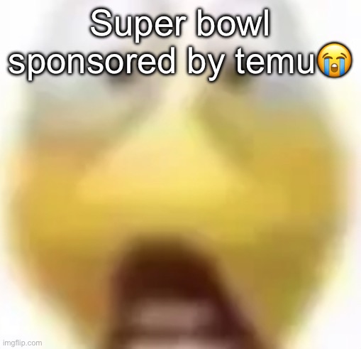 Shocked | Super bowl sponsored by temu😭 | image tagged in shocked | made w/ Imgflip meme maker