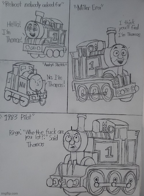 Gathering of the Thomas' | image tagged in thomas the tank engine,comic,generation,drawing | made w/ Imgflip meme maker