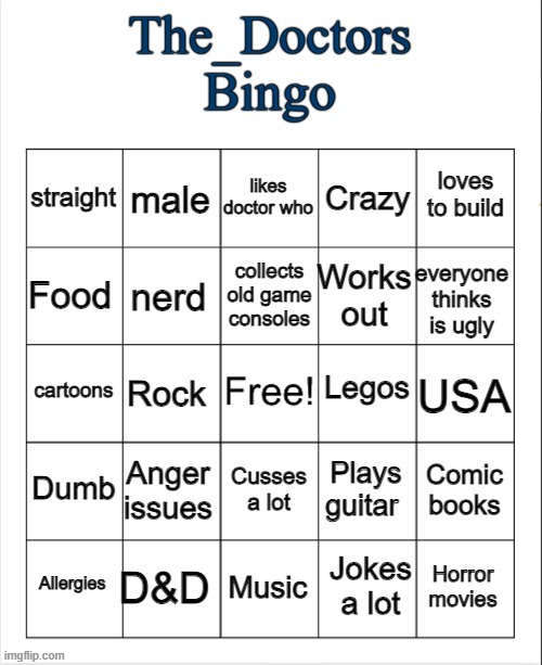 New bingo and its now a temp | image tagged in the_doctors bingo | made w/ Imgflip meme maker