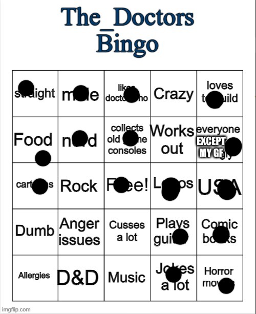 I AM GETTING MORE POWERFUL BY THE SECOND | EXCEPT MY GF | image tagged in the_doctors bingo | made w/ Imgflip meme maker