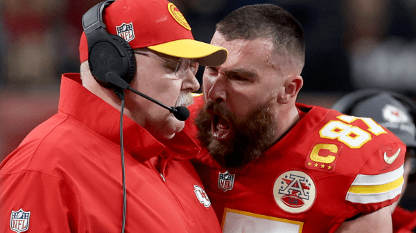 High Quality Travis Kelce Yelling at Coach Blank Meme Template