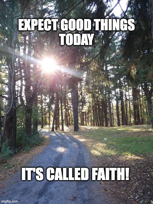 EXPECT GOOD THING | EXPECT GOOD THINGS TODAY; IT'S CALLED FAITH! | image tagged in faith,hope,goodness,trust in god | made w/ Imgflip meme maker