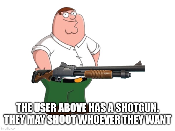 THE USER ABOVE HAS A SHOTGUN. THEY MAY SHOOT WHOEVER THEY WANT | made w/ Imgflip meme maker