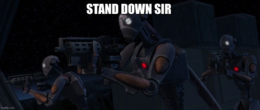 commander droids | STAND DOWN SIR | image tagged in commander droids | made w/ Imgflip meme maker