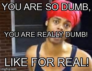 Bed Intruder | YOU ARE SO DUMB, LIKE FOR REAL! YOU ARE REALLY DUMB! | image tagged in bed intruder | made w/ Imgflip meme maker