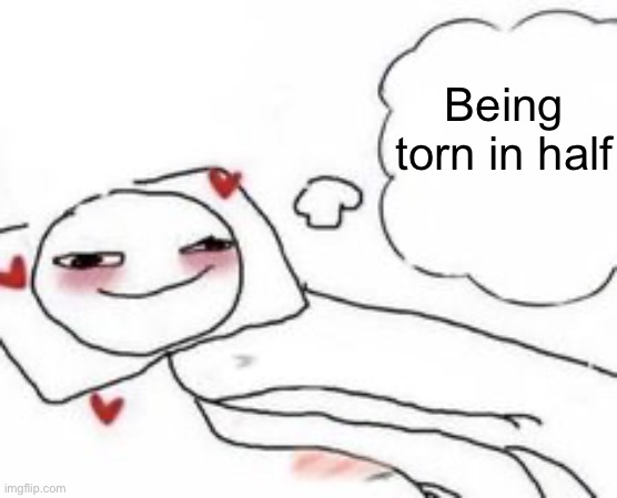 Stickman in bed blushing | Being torn in half | image tagged in stickman in bed blushing | made w/ Imgflip meme maker