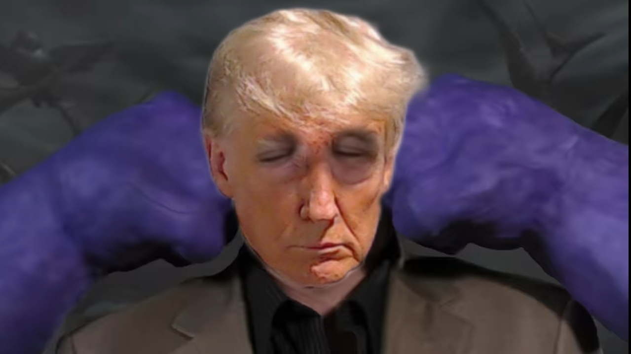 High Quality Donald Trump punched by grimace Blank Meme Template