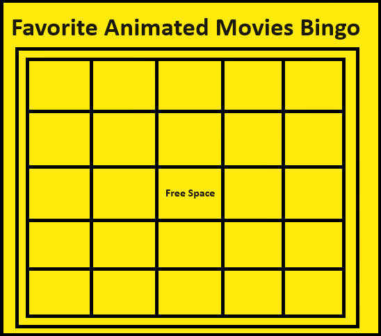 favorite animated movies bingo Blank Meme Template