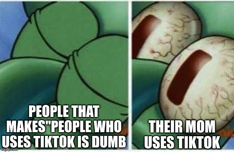 Squidward | PEOPLE THAT MAKES"PEOPLE WHO USES TIKTOK IS DUMB; THEIR MOM USES TIKTOK | image tagged in squidward | made w/ Imgflip meme maker