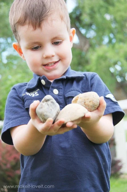 High Quality Young boy with rocks geologist rock hound JPP Blank Meme Template