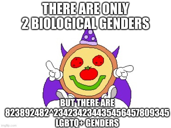 it's true | THERE ARE ONLY 2 BIOLOGICAL GENDERS; BUT THERE ARE 823892482^234234234435456457809345 LGBTQ+ GENDERS | image tagged in idk | made w/ Imgflip meme maker