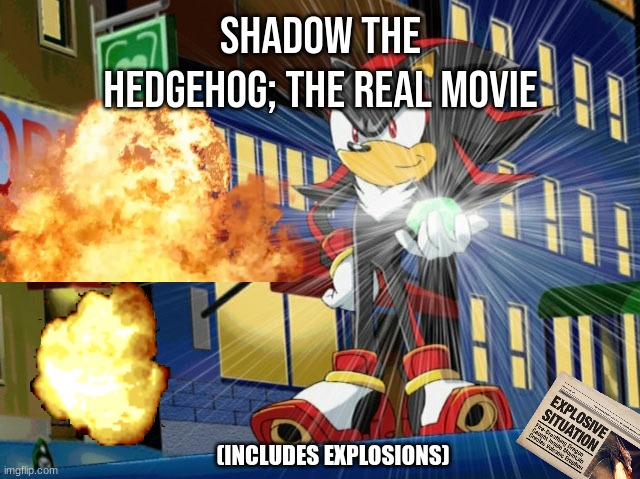i think i did horrible ;-; | SHADOW THE HEDGEHOG; THE REAL MOVIE; (INCLUDES EXPLOSIONS) | image tagged in shadow the hedgehog,why is the fbi here | made w/ Imgflip meme maker