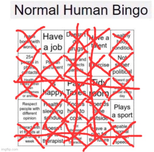 Normal human bingo | image tagged in normal human bingo | made w/ Imgflip meme maker