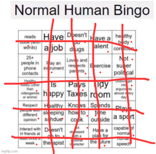 i have 12 | image tagged in normal human bingo | made w/ Imgflip meme maker