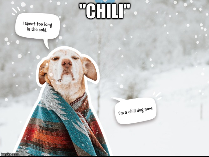 Bro get out | "CHILI" | image tagged in bad pun dog,why tho | made w/ Imgflip meme maker