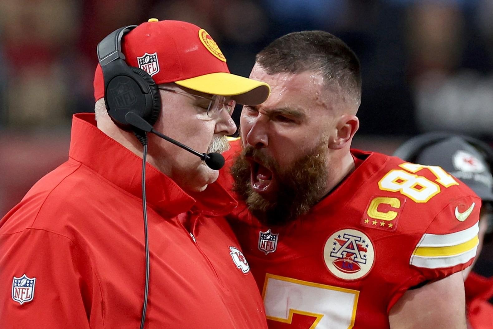 High Quality Kelce yells at his coach Blank Meme Template