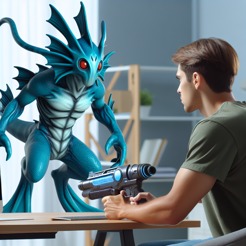 High Quality vaporeon holding a gun to a guy on his computer Blank Meme Template