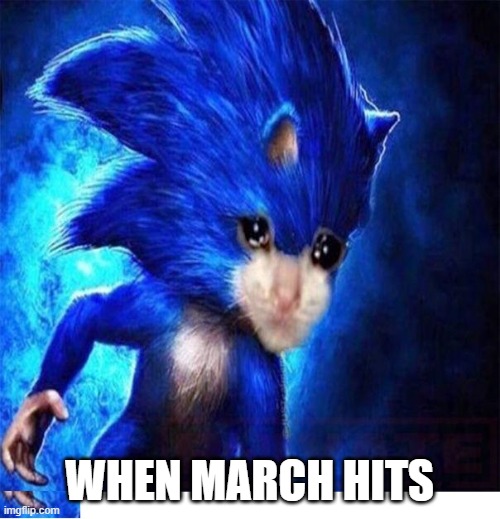 sonic crying | WHEN MARCH HITS | image tagged in sonic crying | made w/ Imgflip meme maker